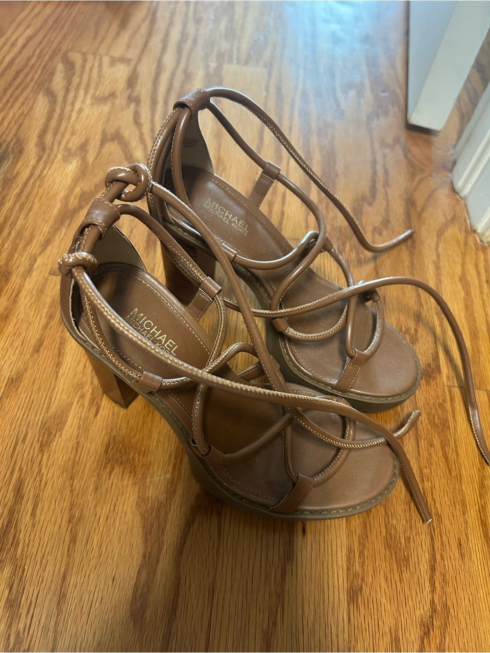 MICHAEL Michael Kors Brown Lace-Up Strappy Block Heels - Picture 6 of 6
